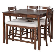 Walnut wood 6-piece dining table set with upholstered chair and bench by La Spezia additional picture 4