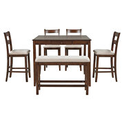 Walnut wood 6-piece dining table set with upholstered chair and bench by La Spezia additional picture 5