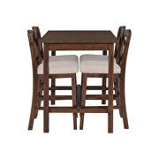 Counter height walnut wood 5-piece dining table set with 4 upholstered chairs and 1 storage drawer by La Spezia additional picture 13