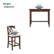 Counter height walnut wood 5-piece dining table set with 4 upholstered chairs and 1 storage drawer by La Spezia additional picture 14