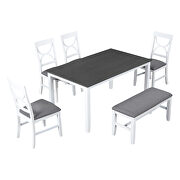 6-piece gray/ white wood dining table set with upholstered bench and 4 dining chairs by La Spezia additional picture 6