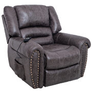 Smoky brown bronzing cloth heavy-duty power lift recliner chair with built-in remote by La Spezia additional picture 2