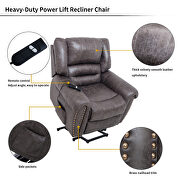 Smoky brown bronzing cloth heavy-duty power lift recliner chair with built-in remote by La Spezia additional picture 16