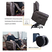 Smoky brown bronzing cloth heavy-duty power lift recliner chair with built-in remote by La Spezia additional picture 17