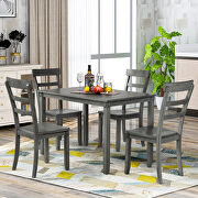 Gray 5-piece kitchen dining table set wood table and chairs set by La Spezia additional picture 7