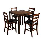 Brown square counter height wooden kitchen dining set with table and 4 chairs by La Spezia additional picture 16