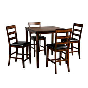 Brown square counter height wooden kitchen dining set with table and 4 chairs by La Spezia additional picture 7
