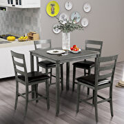 Gray square counter height wooden kitchen dining set with table and 4 chairs by La Spezia additional picture 2