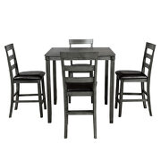 Gray square counter height wooden kitchen dining set with table and 4 chairs by La Spezia additional picture 6