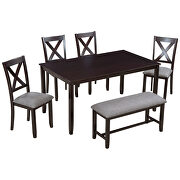 6-piece wooden dining table set: rectangular dining table, 4 dining chairs and bench in espresso by La Spezia additional picture 15