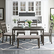 6-piece gray wooden dining table and fabric cushion chair with bench by La Spezia additional picture 2