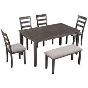 6-piece gray wooden dining table and fabric cushion chair with bench by La Spezia additional picture 18
