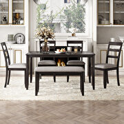 6-piece espresso wooden dining table and fabric cushion chair with bench by La Spezia additional picture 2