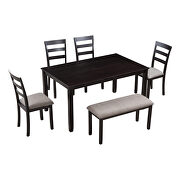6-piece espresso wooden dining table and fabric cushion chair with bench by La Spezia additional picture 12