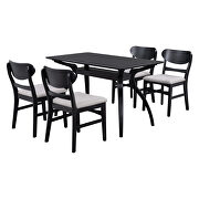 Espresso rubber wood frame dining table set with special shape legs and 4 soft cushion chairs by La Spezia additional picture 11