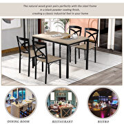 Oak 5-piece industrial wooden dining set with metal frame and 4 ergonomic chairs by La Spezia additional picture 17