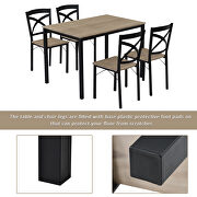 Oak 5-piece industrial wooden dining set with metal frame and 4 ergonomic chairs by La Spezia additional picture 18