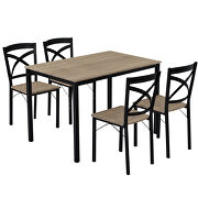Oak 5-piece industrial wooden dining set with metal frame and 4 ergonomic chairs by La Spezia additional picture 8