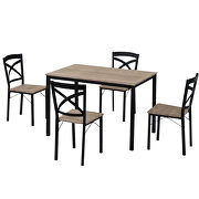 Oak 5-piece industrial wooden dining set with metal frame and 4 ergonomic chairs by La Spezia additional picture 9