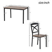 Brown 5-piece industrial wooden dining set with metal frame and 4 ergonomic chairs by La Spezia additional picture 12