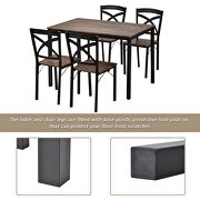 Brown 5-piece industrial wooden dining set with metal frame and 4 ergonomic chairs by La Spezia additional picture 16