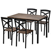 Brown 5-piece industrial wooden dining set with metal frame and 4 ergonomic chairs by La Spezia additional picture 8