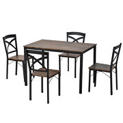 Brown 5-piece industrial wooden dining set with metal frame and 4 ergonomic chairs by La Spezia additional picture 10
