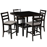 Espresso 5-piece wooden counter height dining set with 4 padded chairs by La Spezia additional picture 2