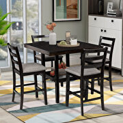 Espresso 5-piece wooden counter height dining set with 4 padded chairs by La Spezia additional picture 5