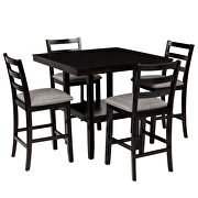 Espresso 5-piece wooden counter height dining set with 4 padded chairs by La Spezia additional picture 7