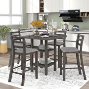 5-piece wooden counter height dining set with padded chairs and storage shelving in gray by La Spezia additional picture 14