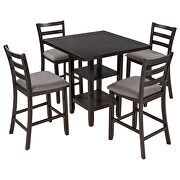 5-piece wooden counter height dining set with padded chairs and storage shelving in espresso by La Spezia additional picture 14