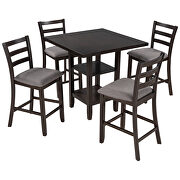 5-piece wooden counter height dining set with padded chairs and storage shelving in espresso by La Spezia additional picture 16