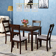 5-piece dining table set industrial espresso wooden kitchen table and 4 chairs by La Spezia additional picture 14