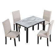 Faux marble 5-piece dining set table with 4 thicken cushion dining chairs by La Spezia additional picture 2