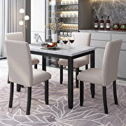Faux marble 5-piece dining set table with 4 thicken cushion dining chairs by La Spezia additional picture 3