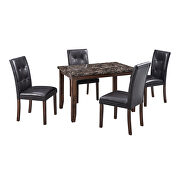 Brown/black faux marble 5-piece dining set table with 4 thicken cushion dining chairs by La Spezia additional picture 13