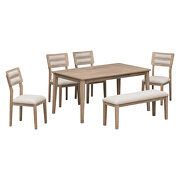 Classic and traditional style 6-piece dining set includes dining table 4 upholstered chairs and bench in natural wood wash by La Spezia additional picture 2