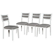Classic and traditional style 6-piece dining set includes dining table 4 upholstered chairs and bench in white/ gray by La Spezia additional picture 7