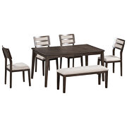 Classic and traditional style 6-piece dining set includes dining table 4 upholstered chairs and bench in espresso by La Spezia additional picture 16