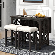 3-piece solid wood counter height set foldable table with 2 saddle stools in espresso by La Spezia additional picture 2