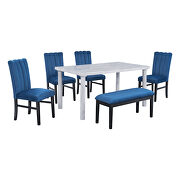 6-piece dining table set with marble veneer table and 4 flannelette upholstered dining chairs, bench in white/ blue by La Spezia additional picture 10