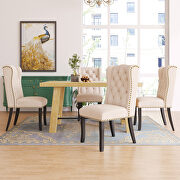 Natural wash wood dining table kitchen furniture a rectangular table and 4 beige upholstered wingback dining chairs by La Spezia additional picture 2