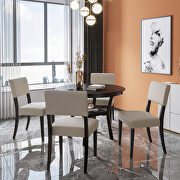 5-piece kitchen dining table set round table with bottom shelf 4 upholstered chairs in espresso by La Spezia additional picture 11