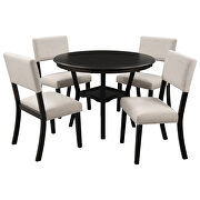 5-piece kitchen dining table set round table with bottom shelf 4 upholstered chairs in espresso by La Spezia additional picture 10