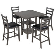 Gray square dining table 5-piece wooden counter height dining set by La Spezia additional picture 17