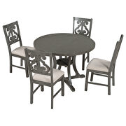 5-piece round dining table and chair set with exquisitely designed hollow chair back in gray by La Spezia additional picture 12