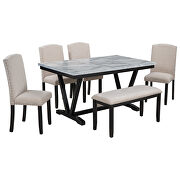 6-piece dining marble top table with 4 chairs and bench by La Spezia additional picture 12