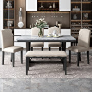 6-piece dining marble top table with 4 chairs and bench by La Spezia additional picture 13