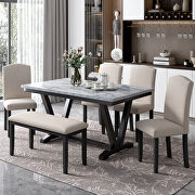 6-piece dining marble top table with 4 chairs and bench by La Spezia additional picture 14